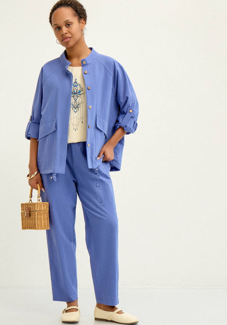 Брюки с декоративной планкой и карманами шир.  750, рис. 32