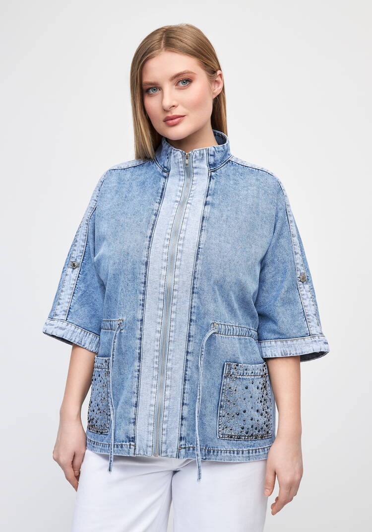 Джинсовая куртка на молнии со шнурками шир.  750, рис. 10