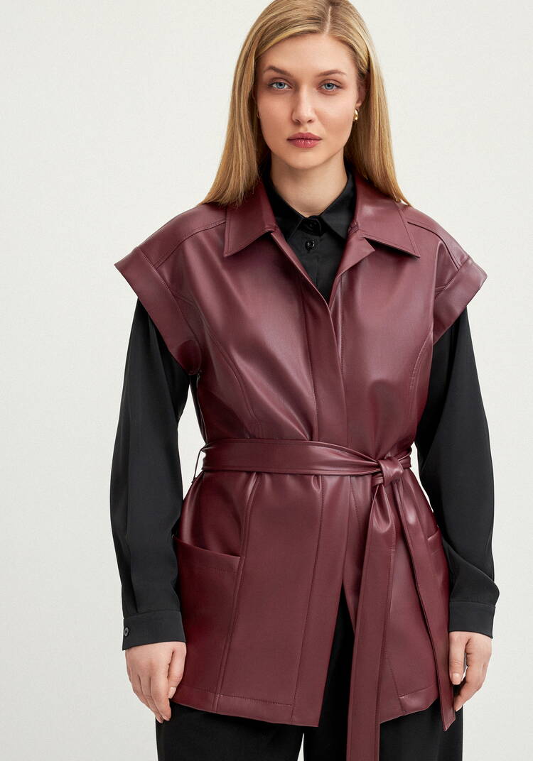 Жилет из эко-кожи на запах шир.  750, рис. 27