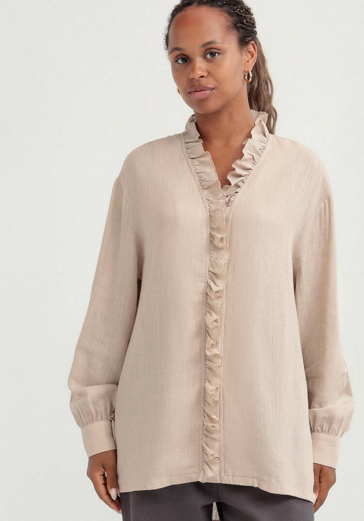 Блуза с рюшей по борту и горловине шир.  750, рис. 12