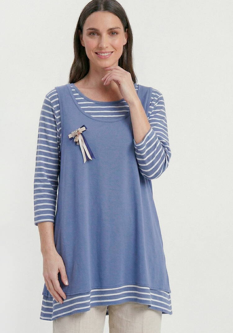 Комплект из блузы в полоску и топа шир.  750, рис. 4