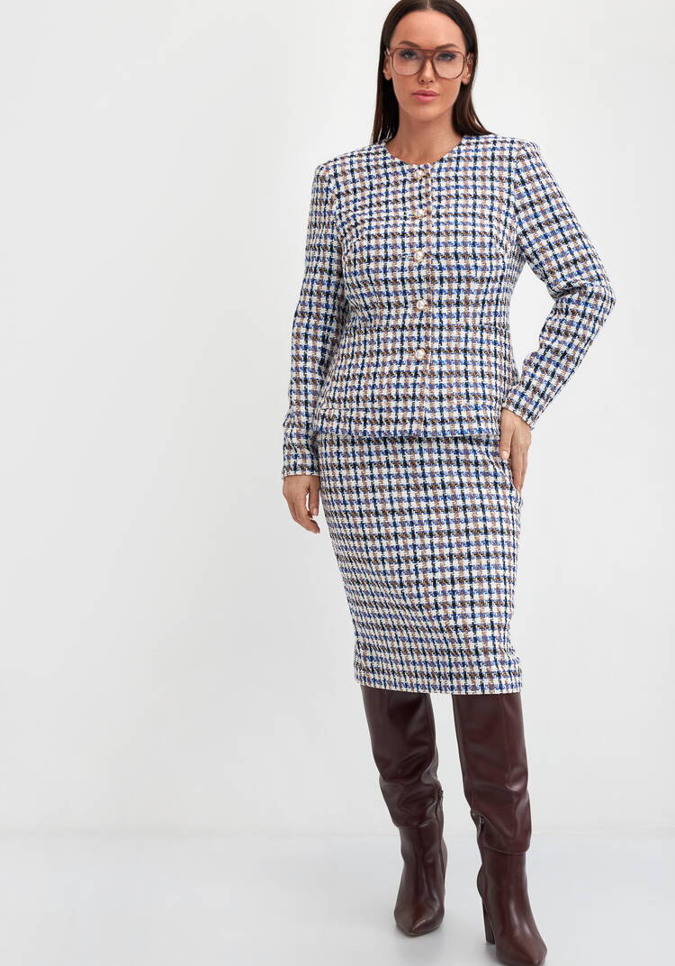 Юбка в клетку из твида Кэмерон шир.  750, рис. 1