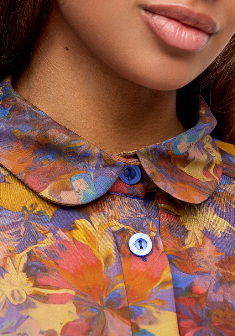 Блуза из ткани с акварельным принтом шир.  750, рис. 30