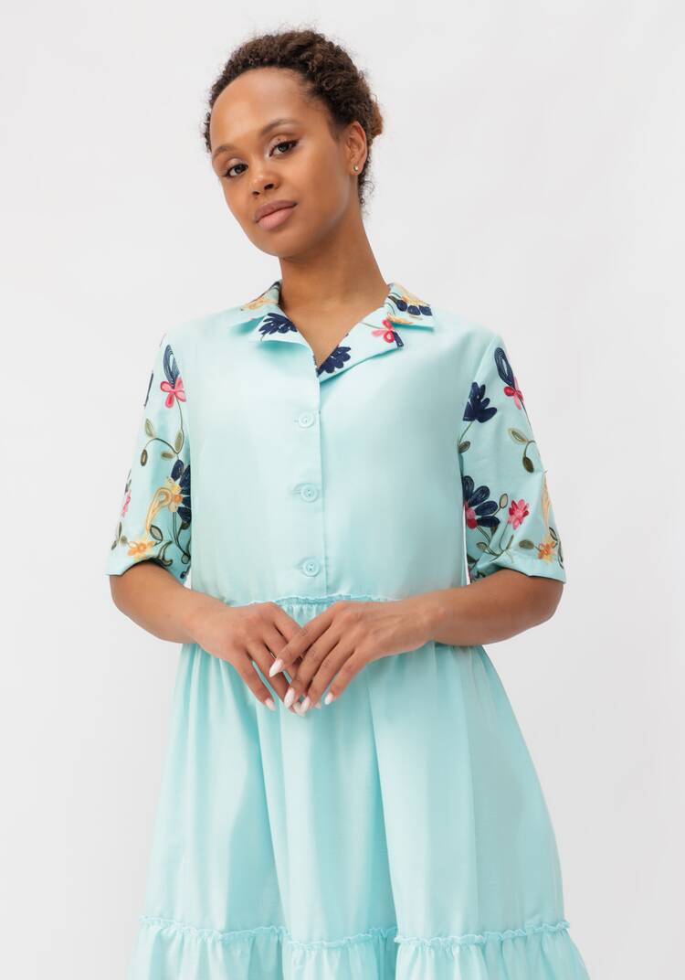 Платье ярусное с цветочной вышивкой шир.  750, рис. 32