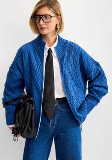 Кардиган на молнии с вязкой в виде ромбов