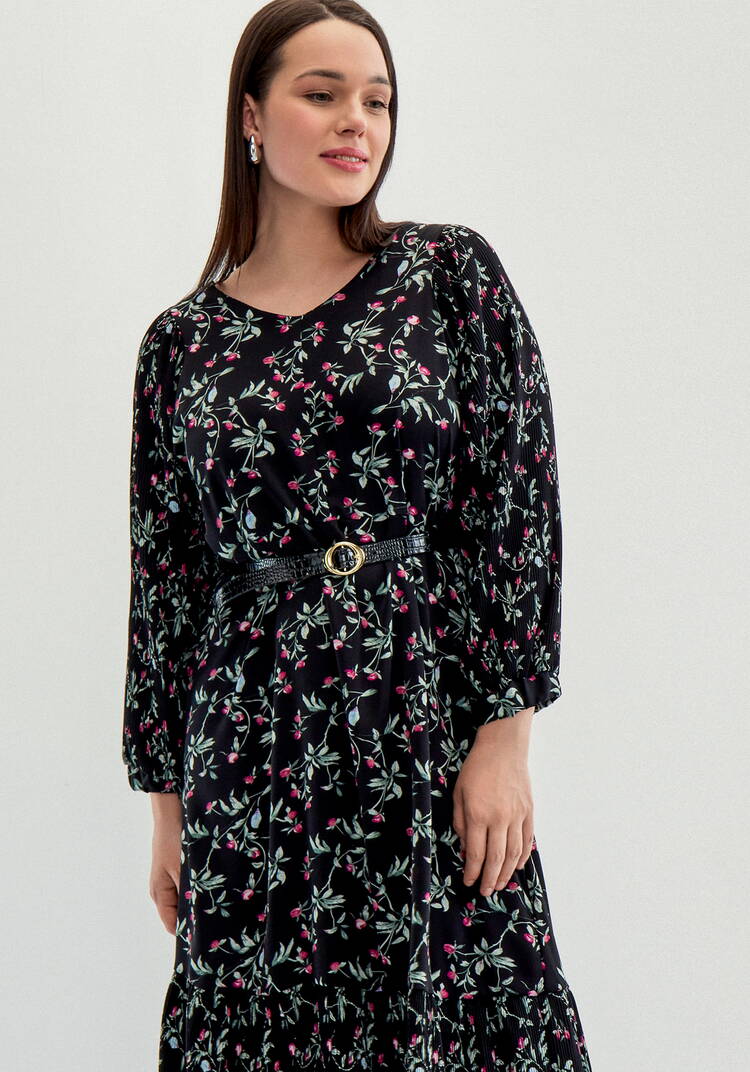 Платье с плиссировкой в цветочный принт шир.  750, рис. 10