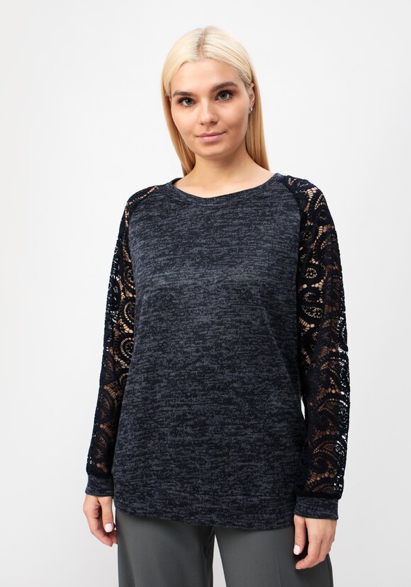 Джемпер с круглым вырезом и ажурными рукавами шир.  580, рис. 10