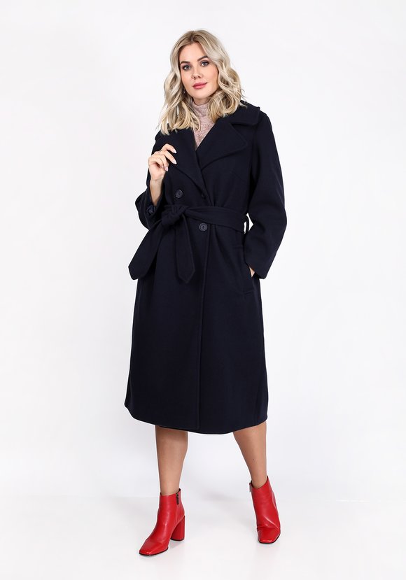 Пальто с поясом и английским воротником шир.  580, рис. 10