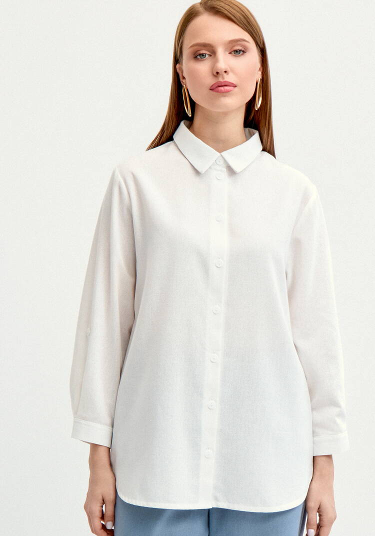 Рубашка на пуговицах изо льна шир.  750, рис. 12