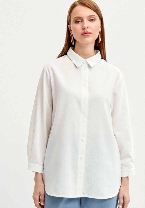 Рубашка на пуговицах изо льна шир.  580, рис. 12