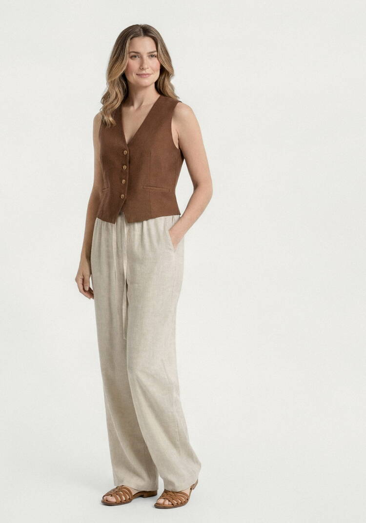 Брюки прямые от бедра из льна Шаила шир.  750, рис. 1