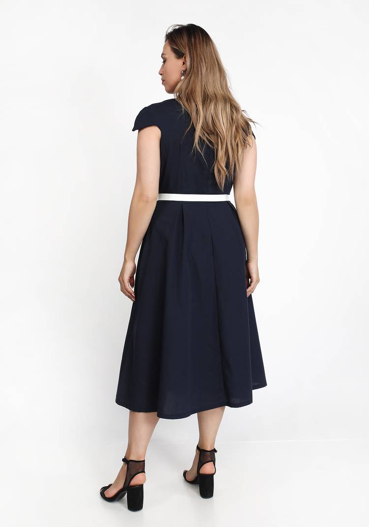 Платье с поясом и коротким рукавом шир.  750, рис. 5