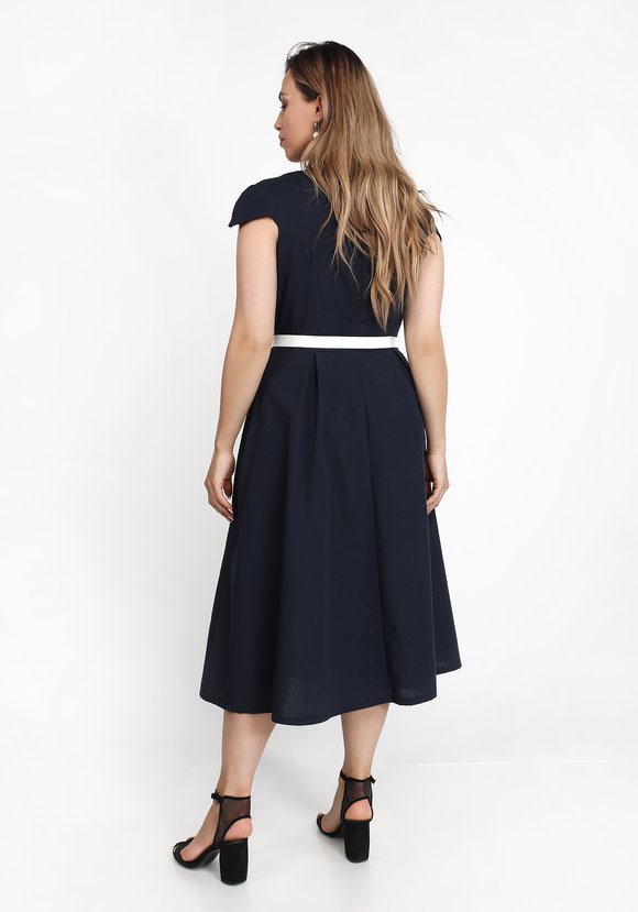 Платье с поясом и коротким рукавом шир.  580, рис. 5