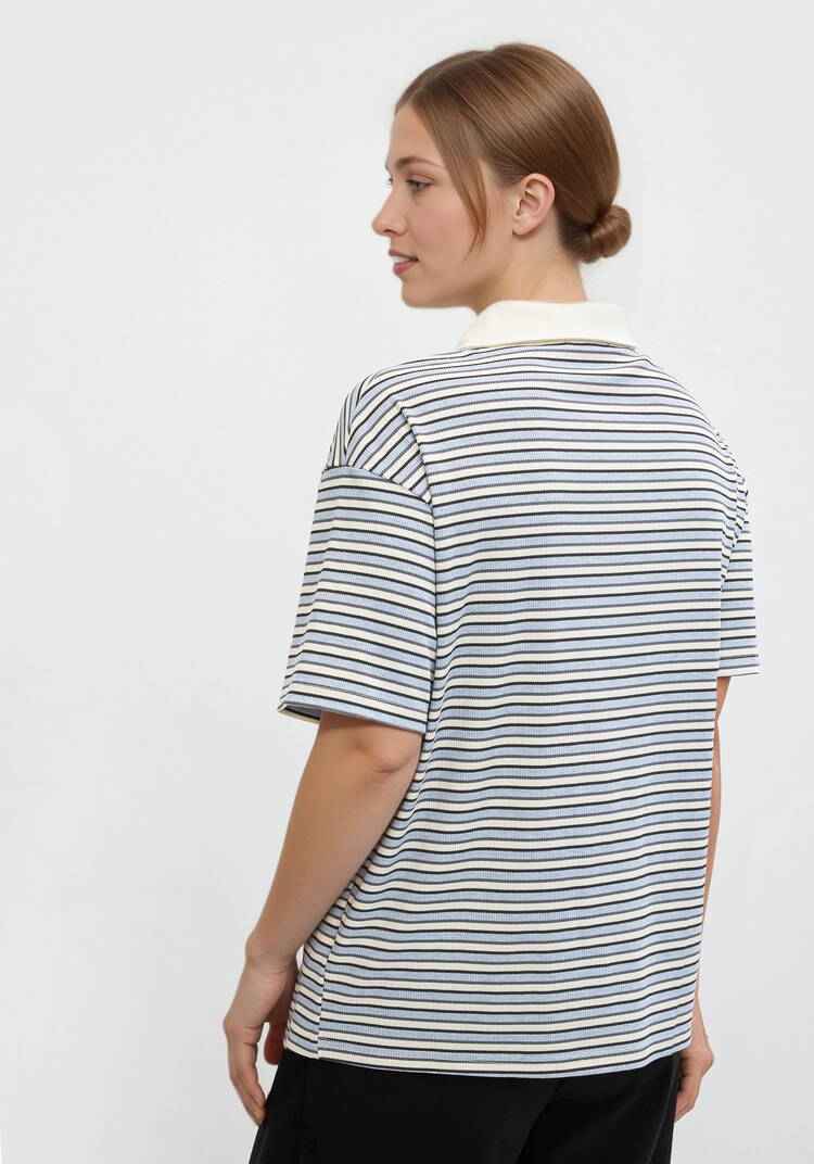 Поло на молнии в полоску шир.  750, рис. 3