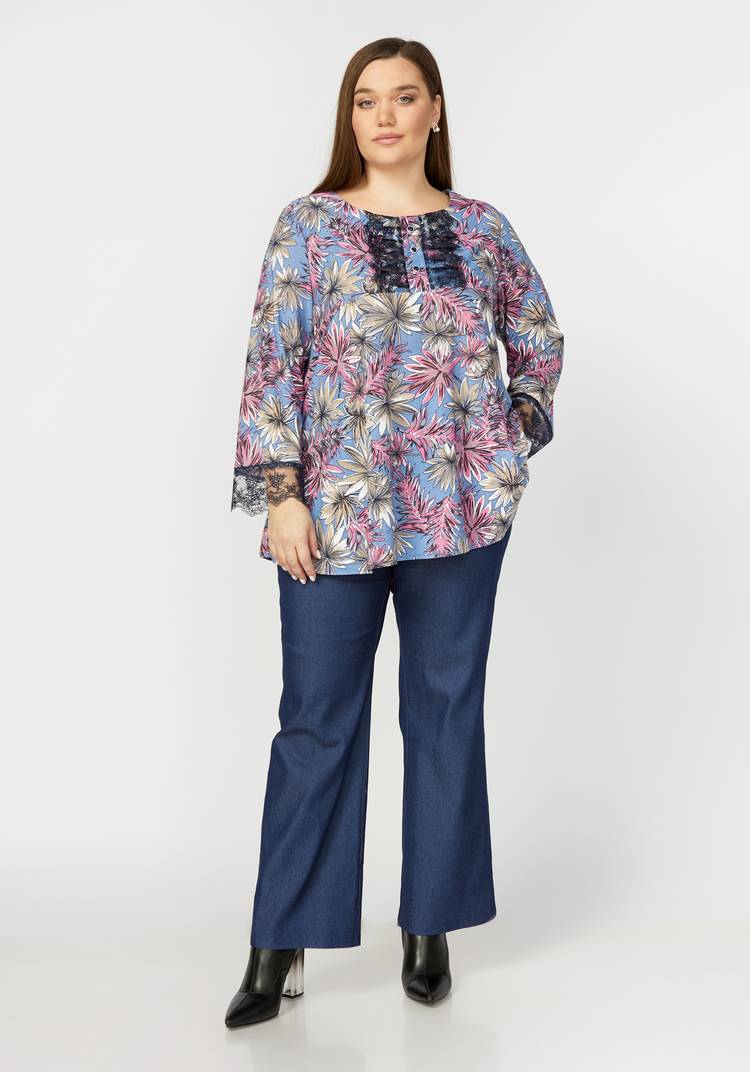 Туника принтованная с кружевом на рукавах шир.  750, рис. 7