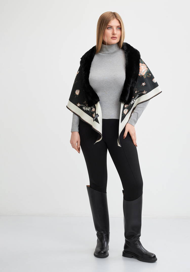 Шаль с отделкой мехом Анжелика шир.  750, рис. 15