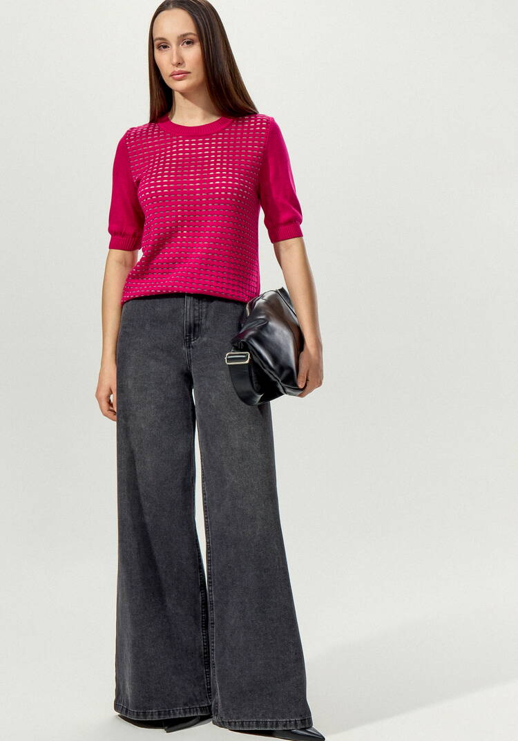 Джемпер с передней полочкой ажурной вязки шир.  750, рис. 17