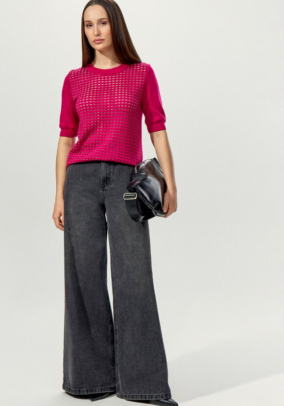 Джемпер с передней полочкой ажурной вязки шир.  580, рис. 17