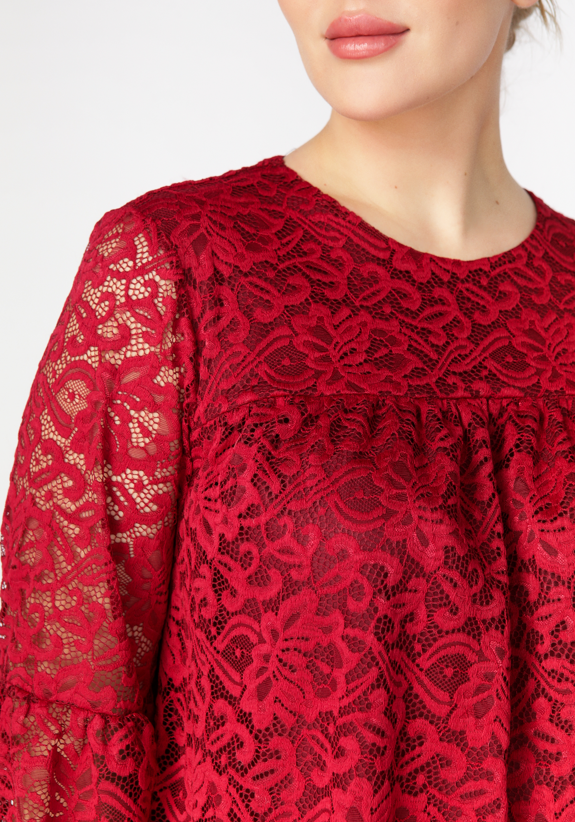 Блуза с ажурным кружевом Mio Imperatrice, цвет бордовый, размер 56 - фото 4