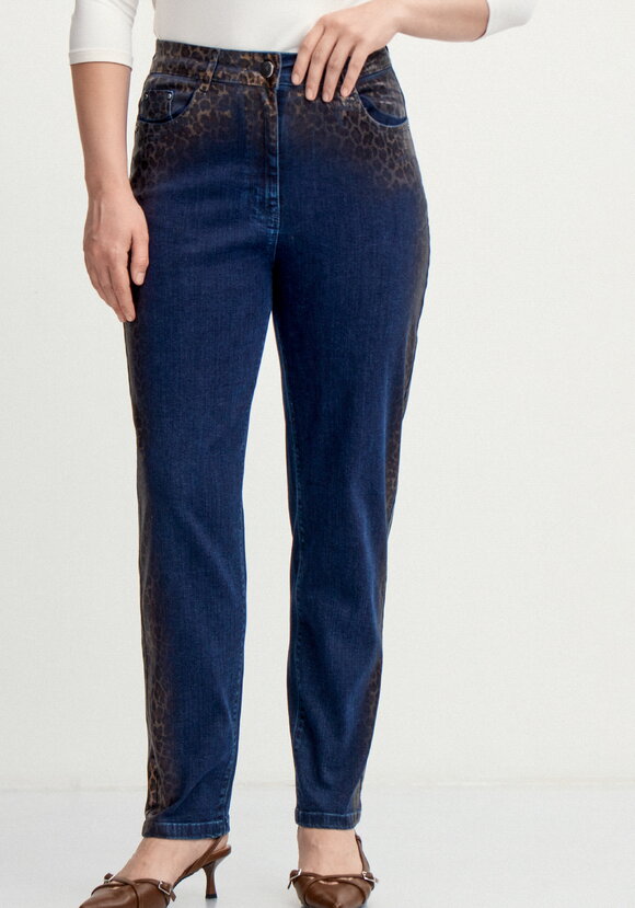 Джинсы с леопардовым напылением шир.  580, рис. 4