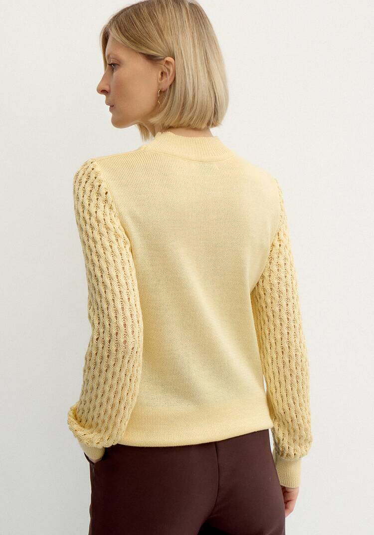 Джемпер с ажурными рукавами объемной вязки шир.  750, рис. 19