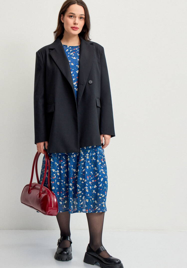 Платье миди из шифона с принтом шир.  750, рис. 36