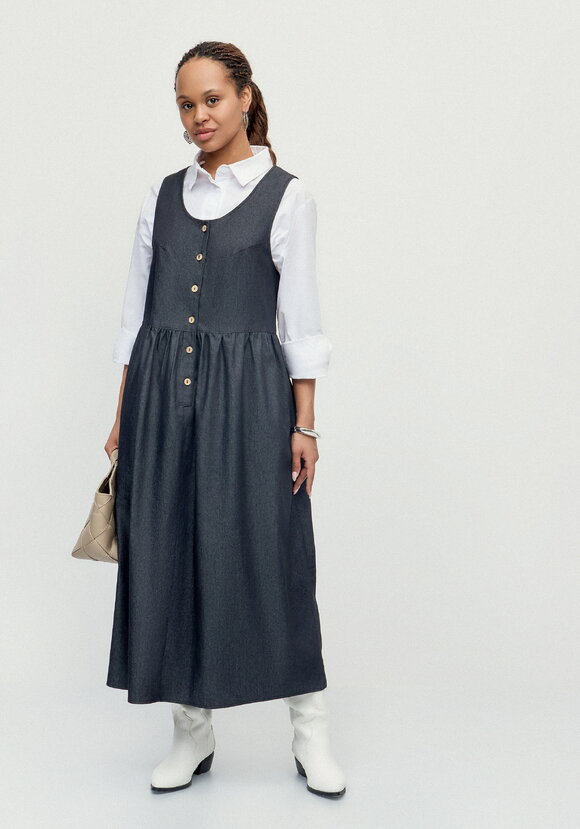 Сарафан оверсайз с отрезной линией талии шир.  580, рис. 8