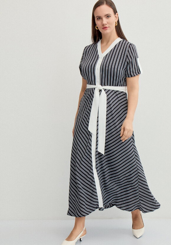 Платье в полоску с контрастной окантовкой шир.  580, рис. 7