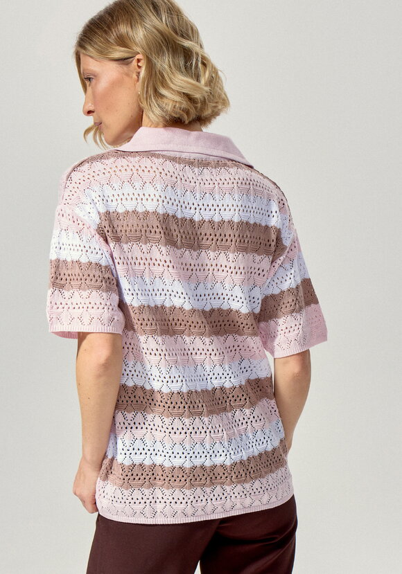 Джемпер-поло ажурный в полоску шир.  580, рис. 3