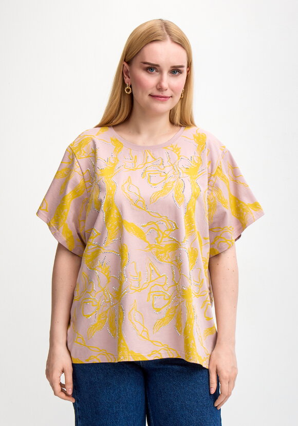 Блуза с оригинальным принтом и стразами шир.  580, рис. 15