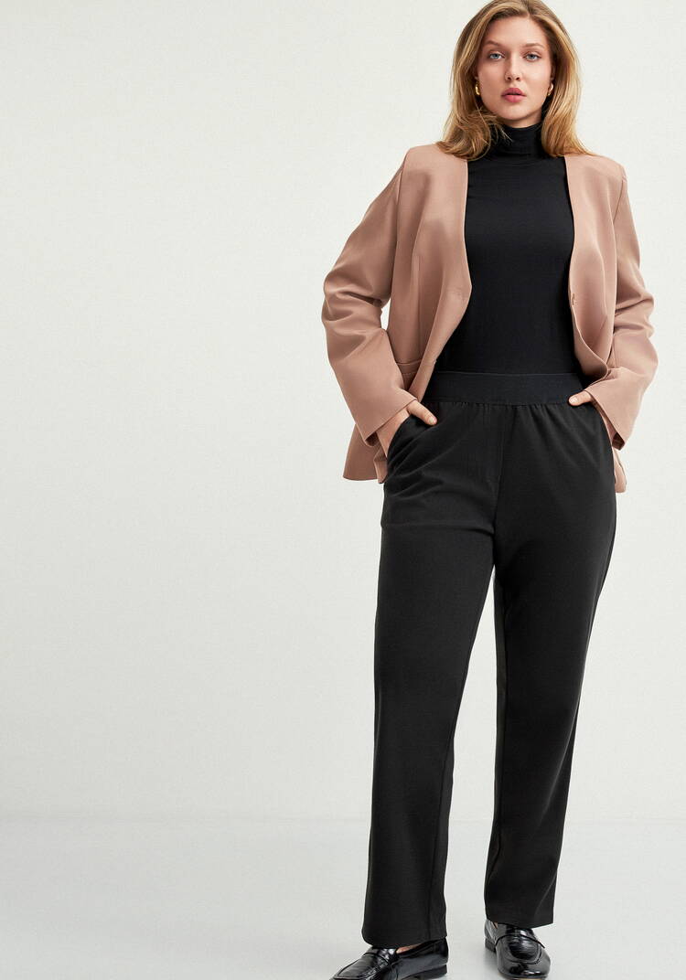 Прямые брюки на резинке с карманами шир.  750, рис. 16