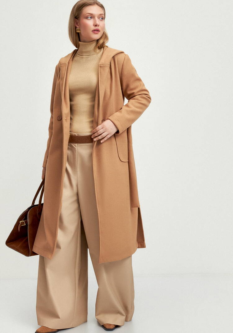 Пальто удлиненное на запах с разрезами шир.  750, рис. 1