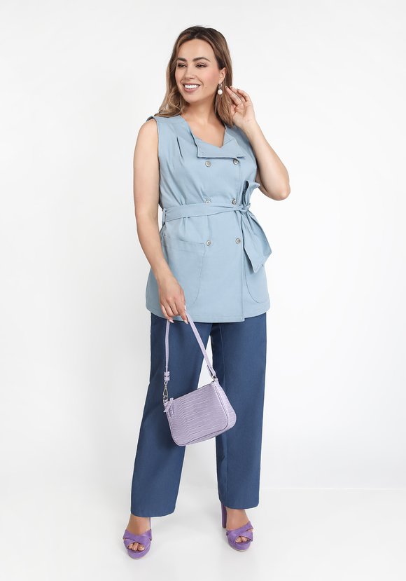 Жилет двубортный с поясом шир.  580, рис. 3