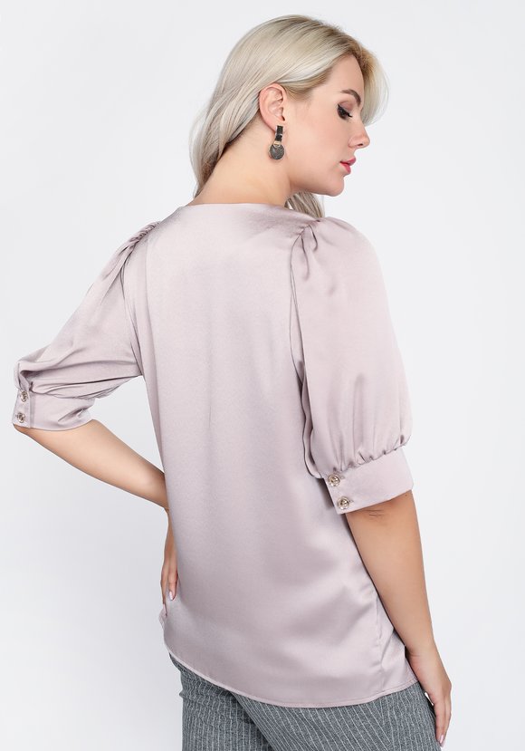 Блуза однотонная с рукавом на манжете шир.  580, рис. 2