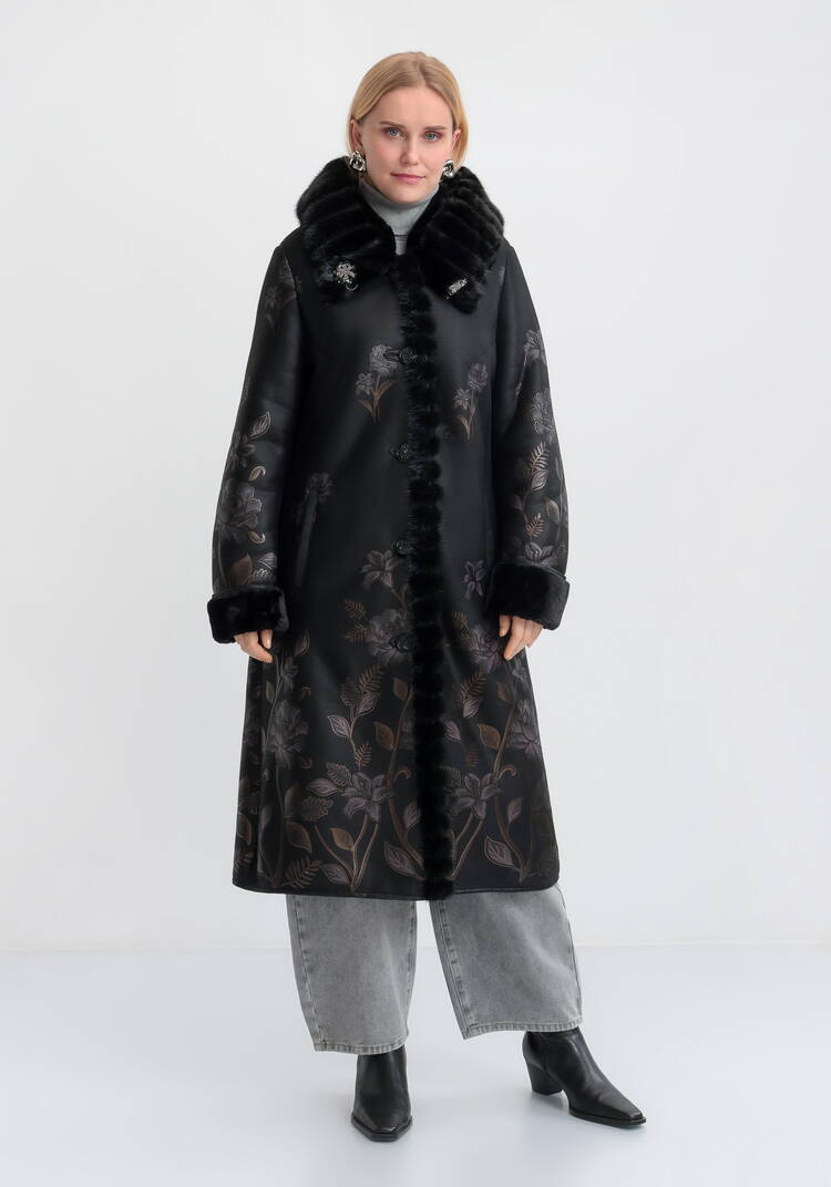 Дубленка c цветочным принтом шир.  750, рис. 4