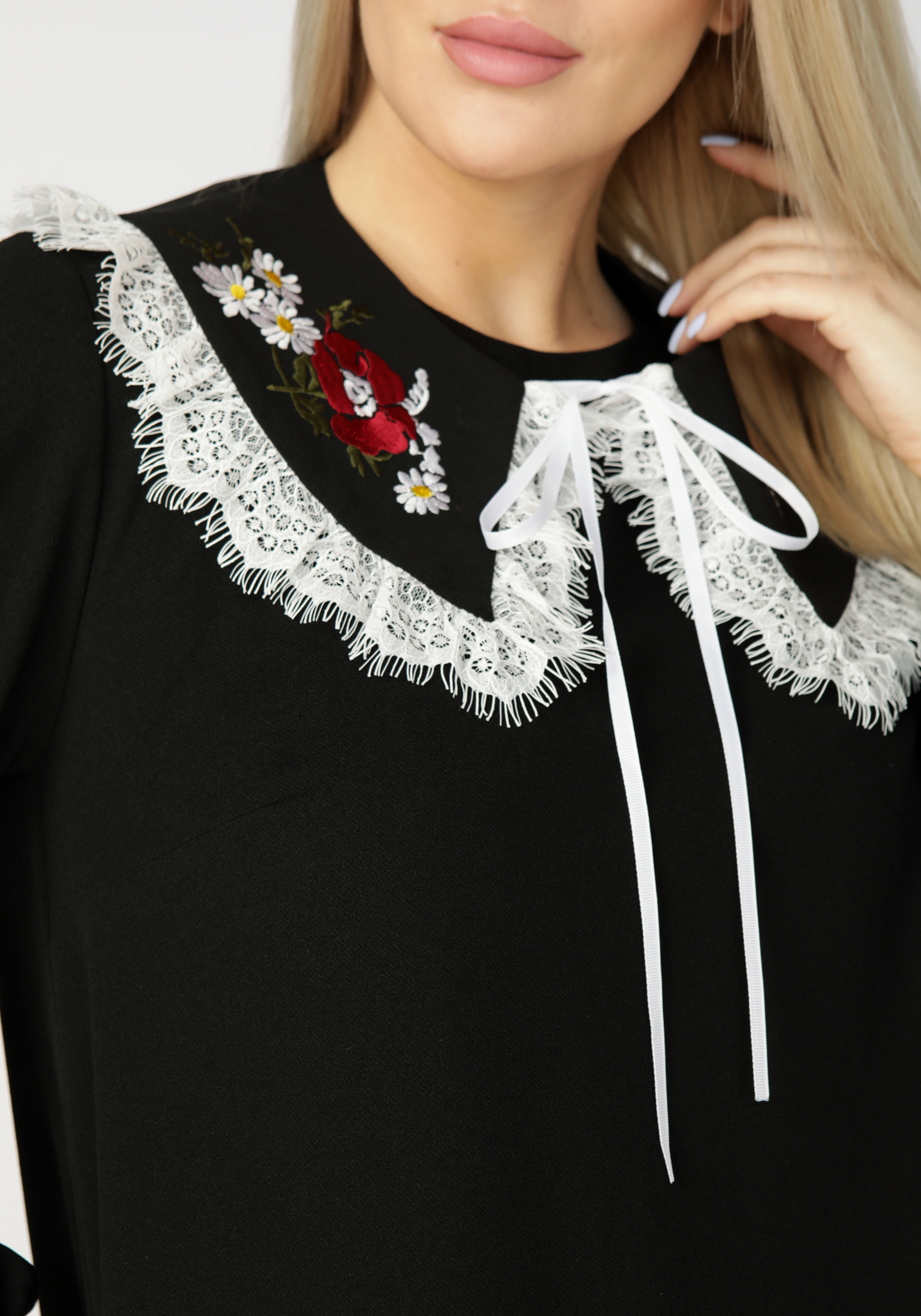 Платье со съемным кружевным воротником Bianka Modeno, цвет черный, размер 50 - фото 6