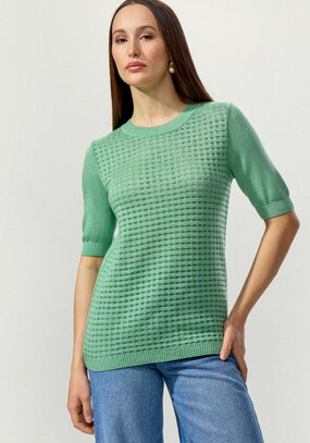 Джемпер с передней полочкой ажурной вязки