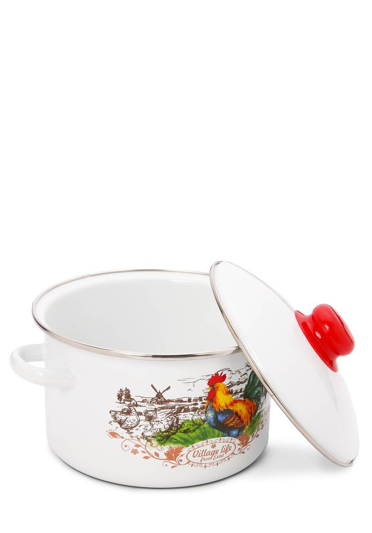 Эмалированная кастрюля с крышкой Петушок шир.  750, рис. 8