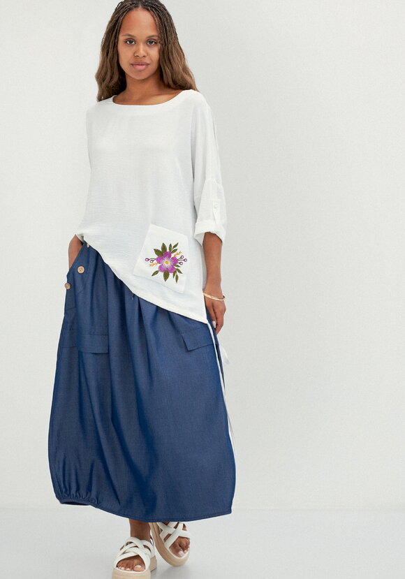 Юбка оригинального кроя с декором из пуговиц шир.  580, рис. 9