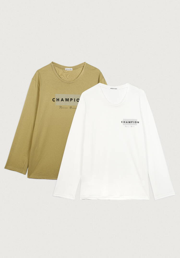 Лонгсливы с лаконичным принтом, 2 шт. шир.  750, рис. 12