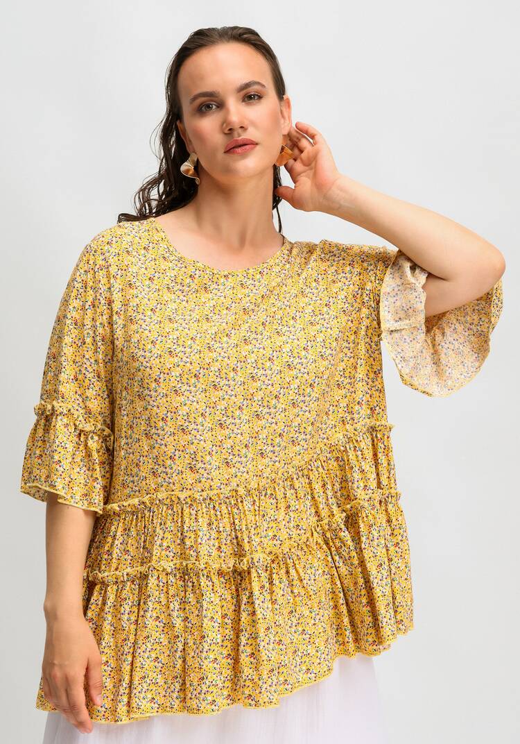 Блуза с воланом по низу и на рукавах шир.  750, рис. 16