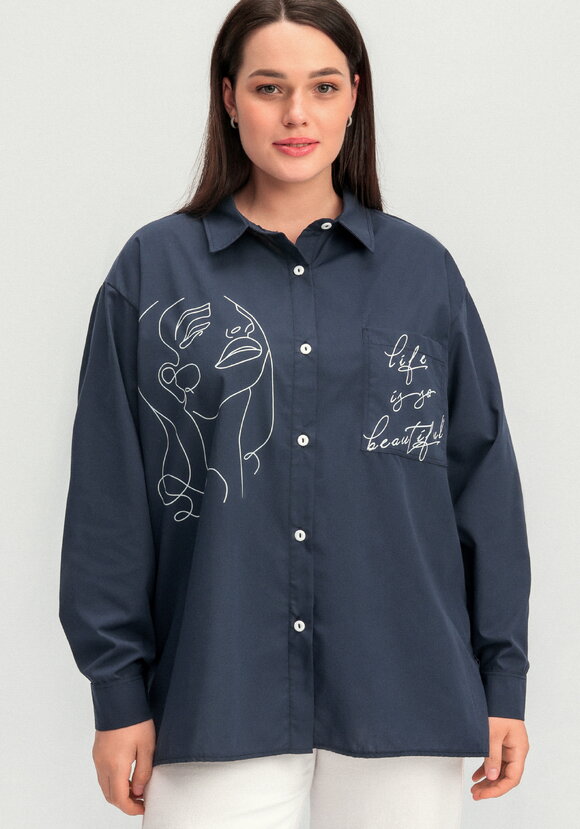 Рубашка с принтом на передней полочке шир.  580, рис. 39