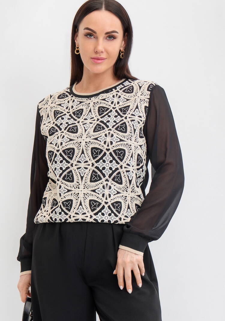 Джемпер с изящным узором шир.  750, рис. 7