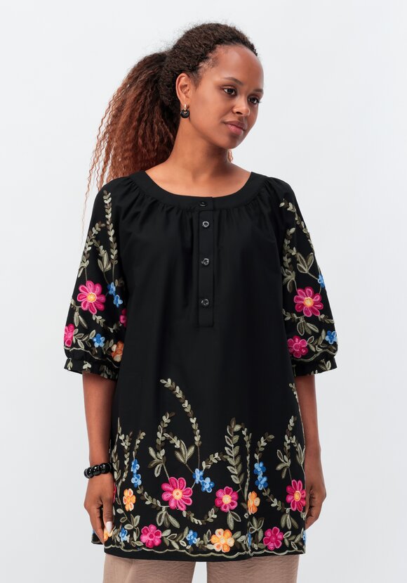 Блуза с цветочной вышивкой и рукавом реглан шир.  580, рис. 30