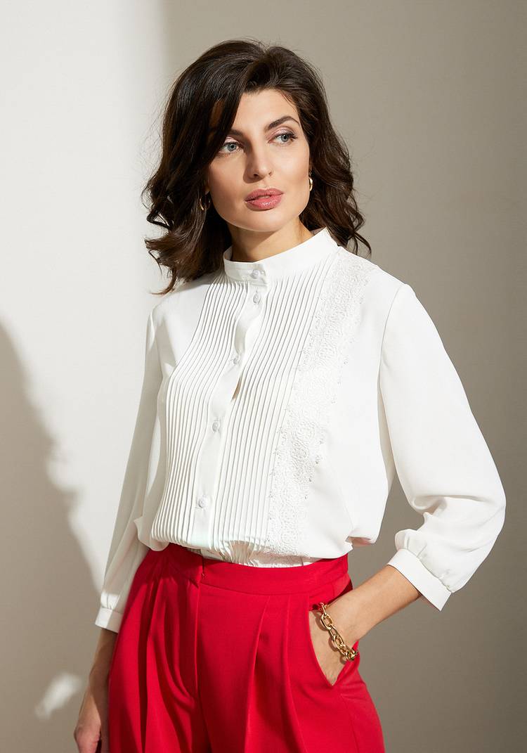 Блуза с защипами и ажурным кружевом шир.  750, рис. 6