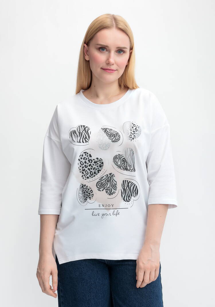 Блуза с принтом Сердца шир.  750, рис. 4