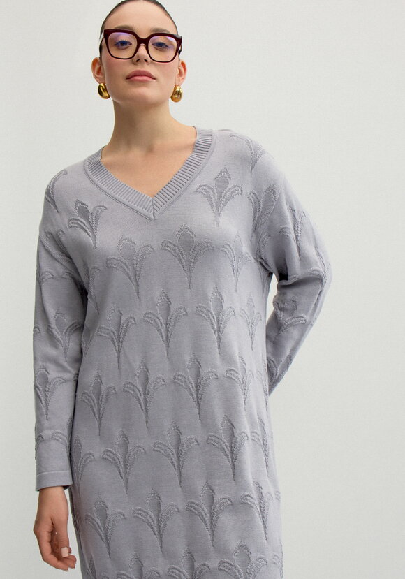 Платье миди с поясом и V-образным вырезом шир.  580, рис. 2