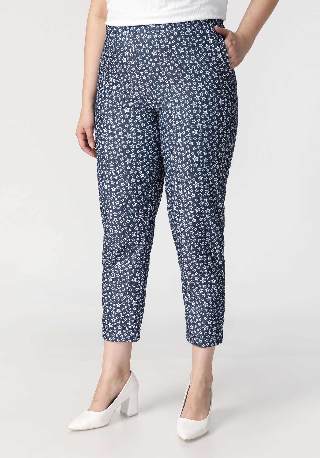 

Брюки из денима с принтом, Синий