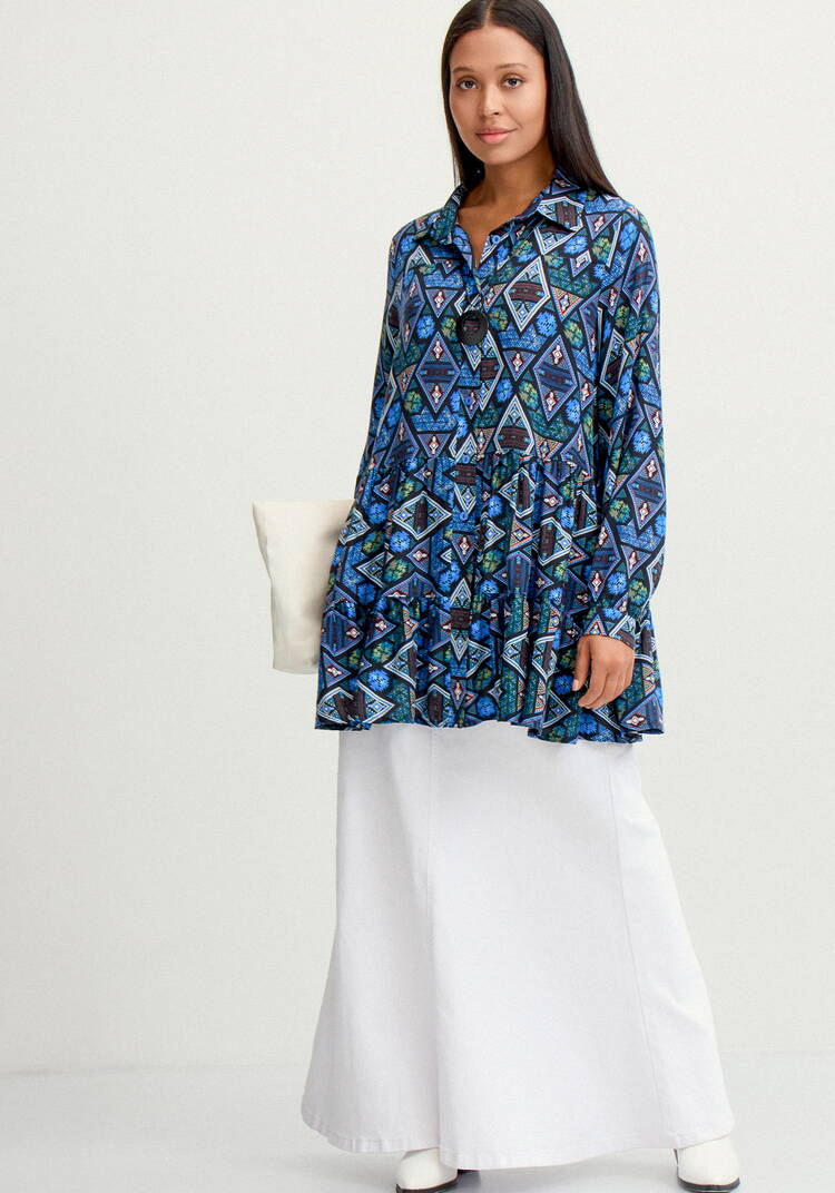 Блуза свободная с воланами по низу шир.  750, рис. 15