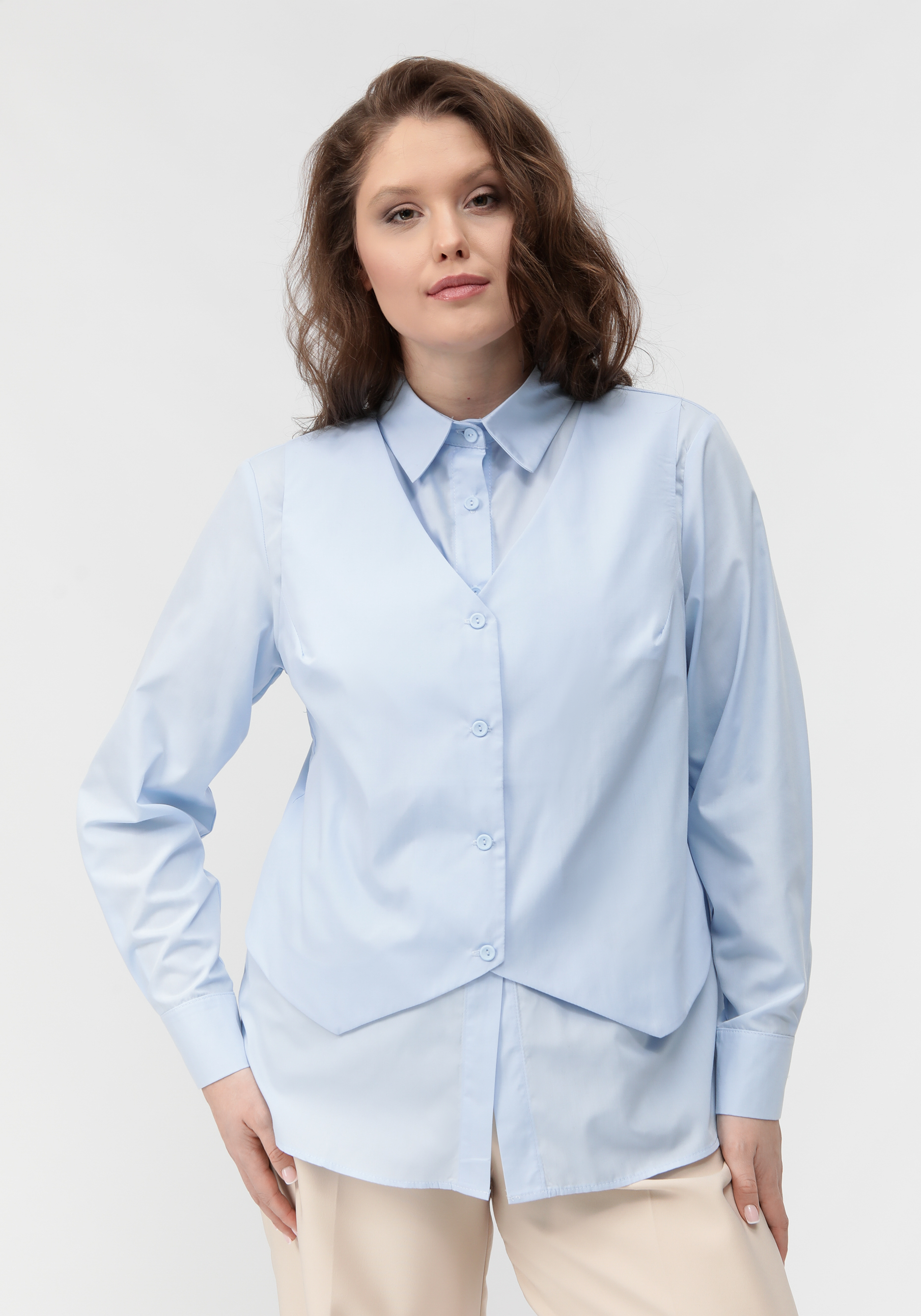 Блуза с имитацией жилетки свободного кроя
